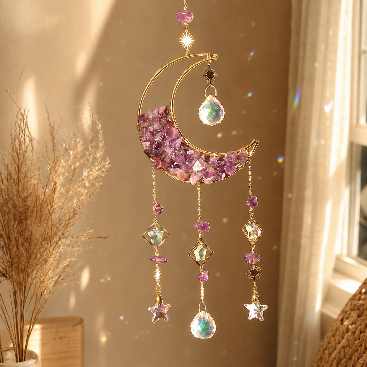 Amethyst Moonlight Crystal Suncatcher clean product photo