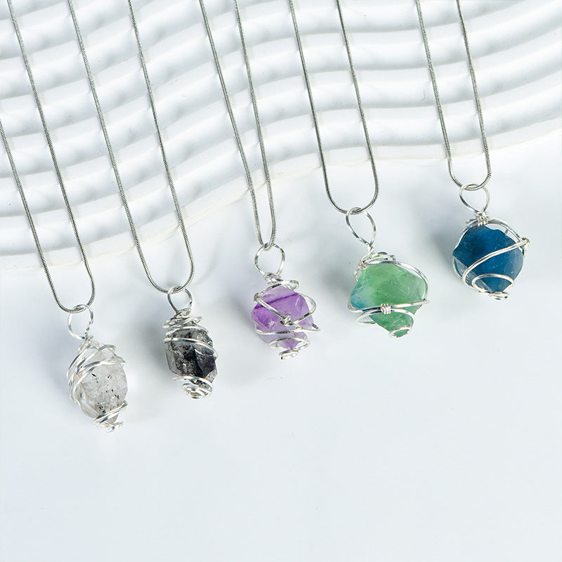 Clear Quartz & Fluorite Orbit Necklace product photo 3