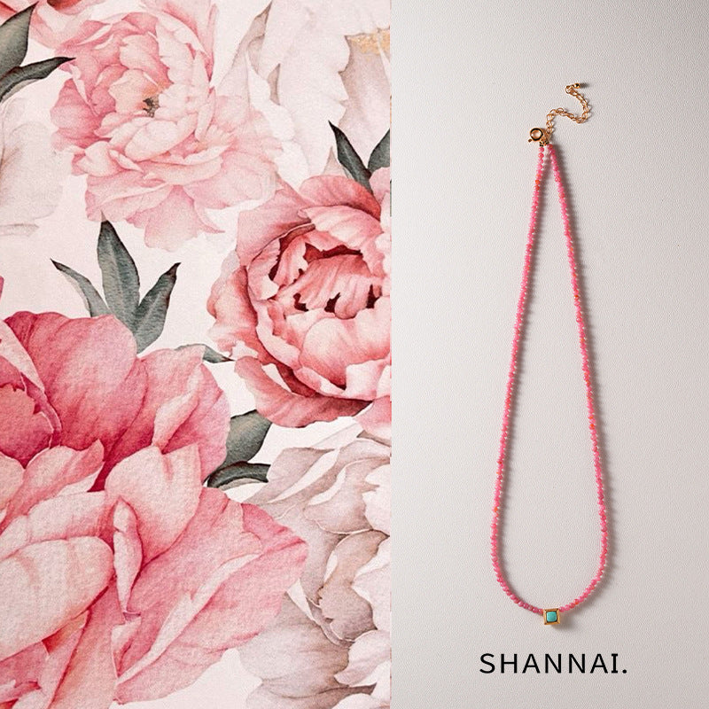 Rhodochrosite and turquoise heart necklace product view