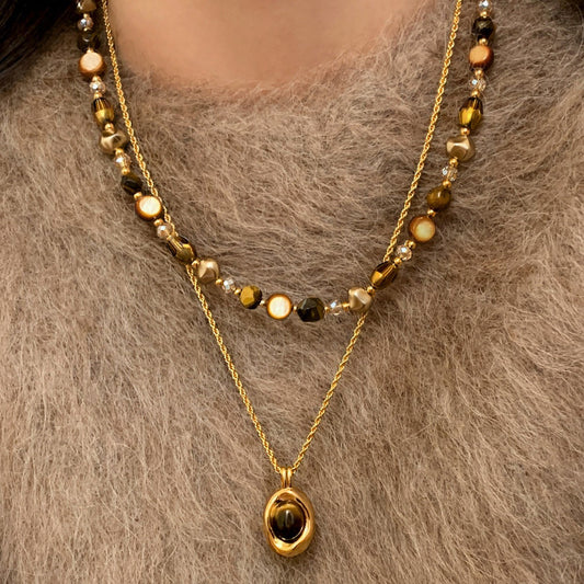 Tiger’s Eye & Pearl Courage Necklace product photo 1