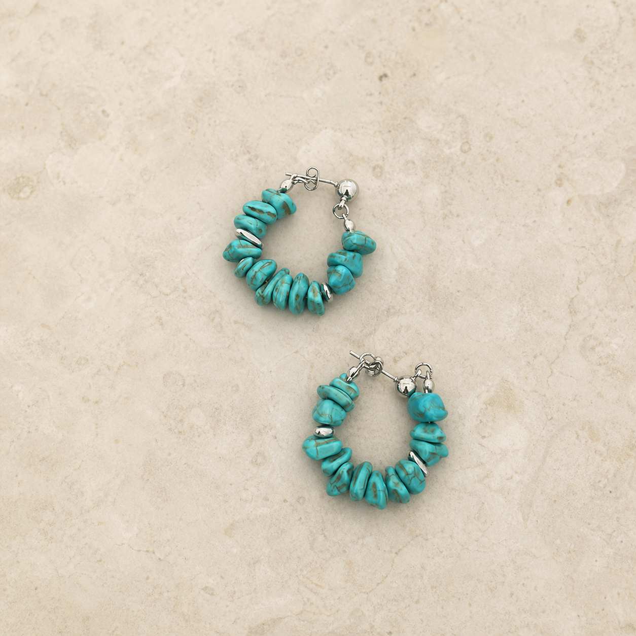 Turquoise Grounding Hoop Earrings clean product photo