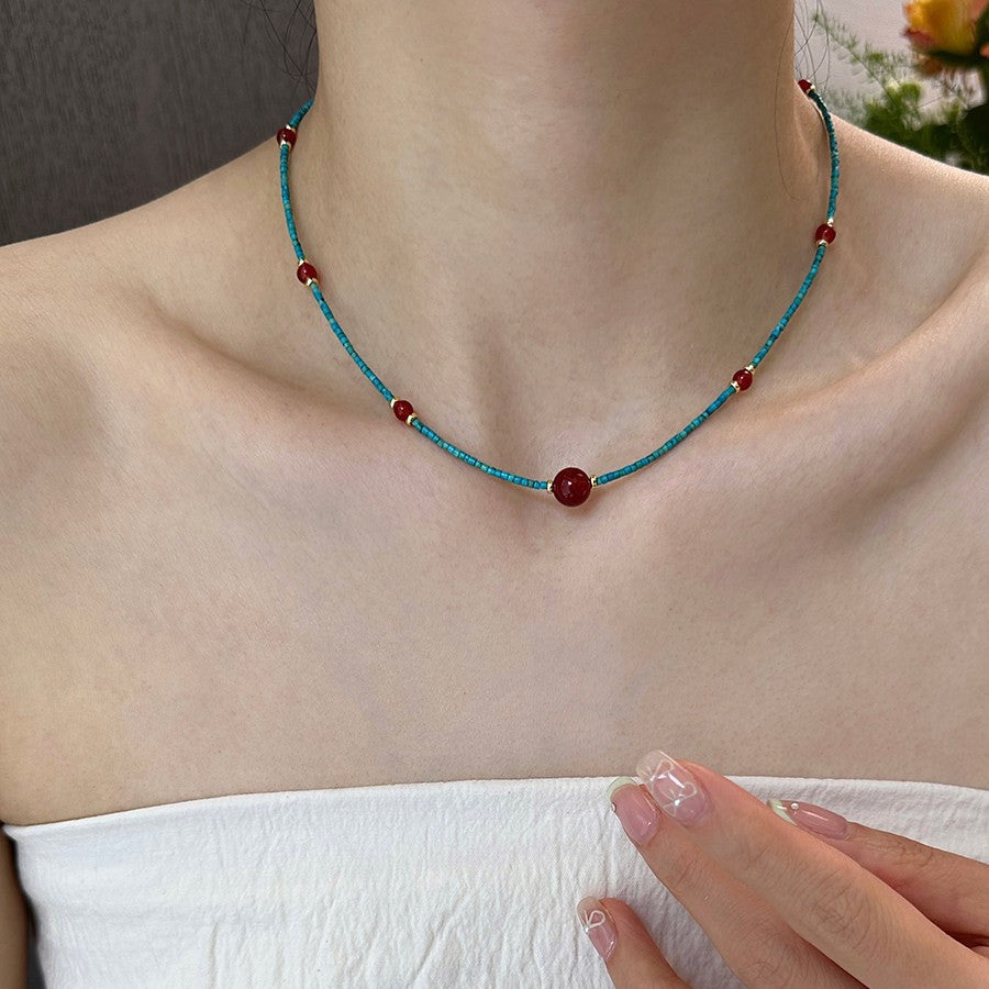 Turquoise & Red Agate Vitality Necklace product photo 1