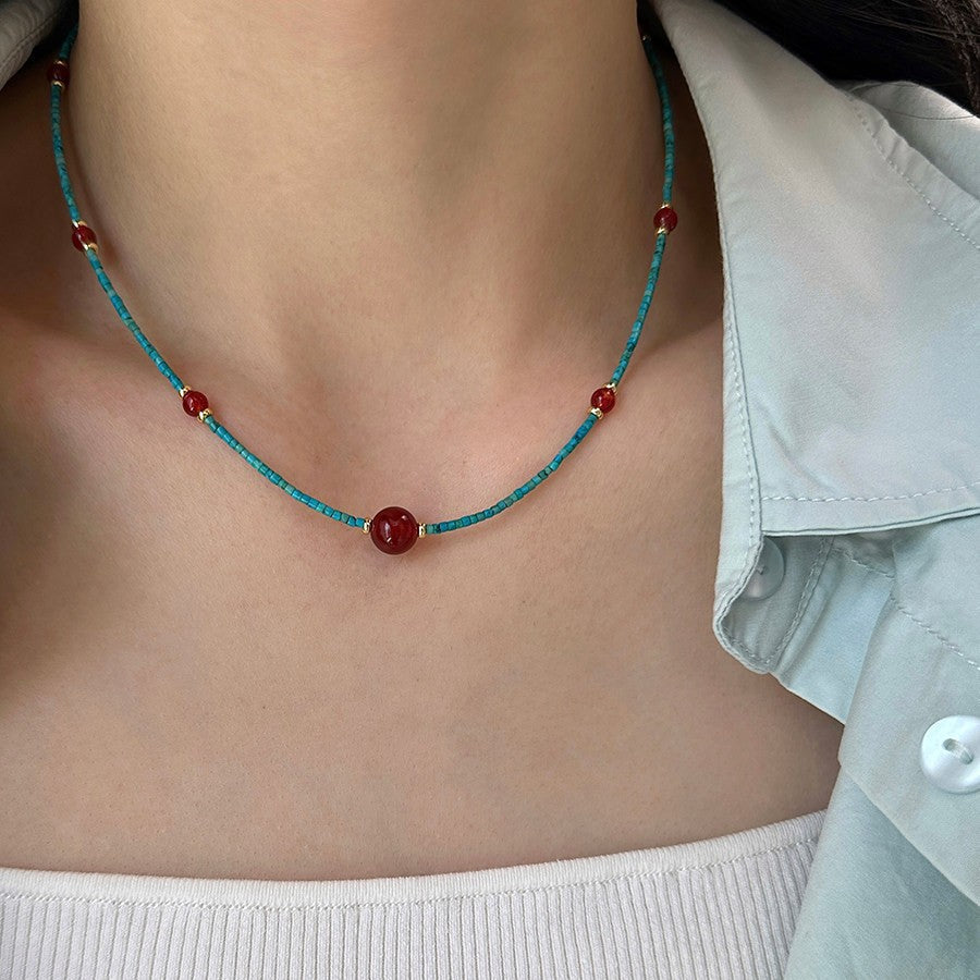 Turquoise & Red Agate Vitality Necklace product photo 2